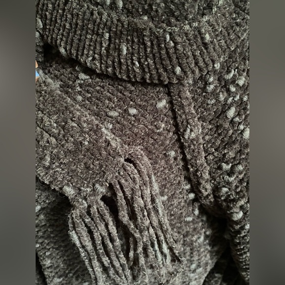 Super soft chenille tie waist cardigan with wide elbow sleeves and lapel. - Picture 2 of 5